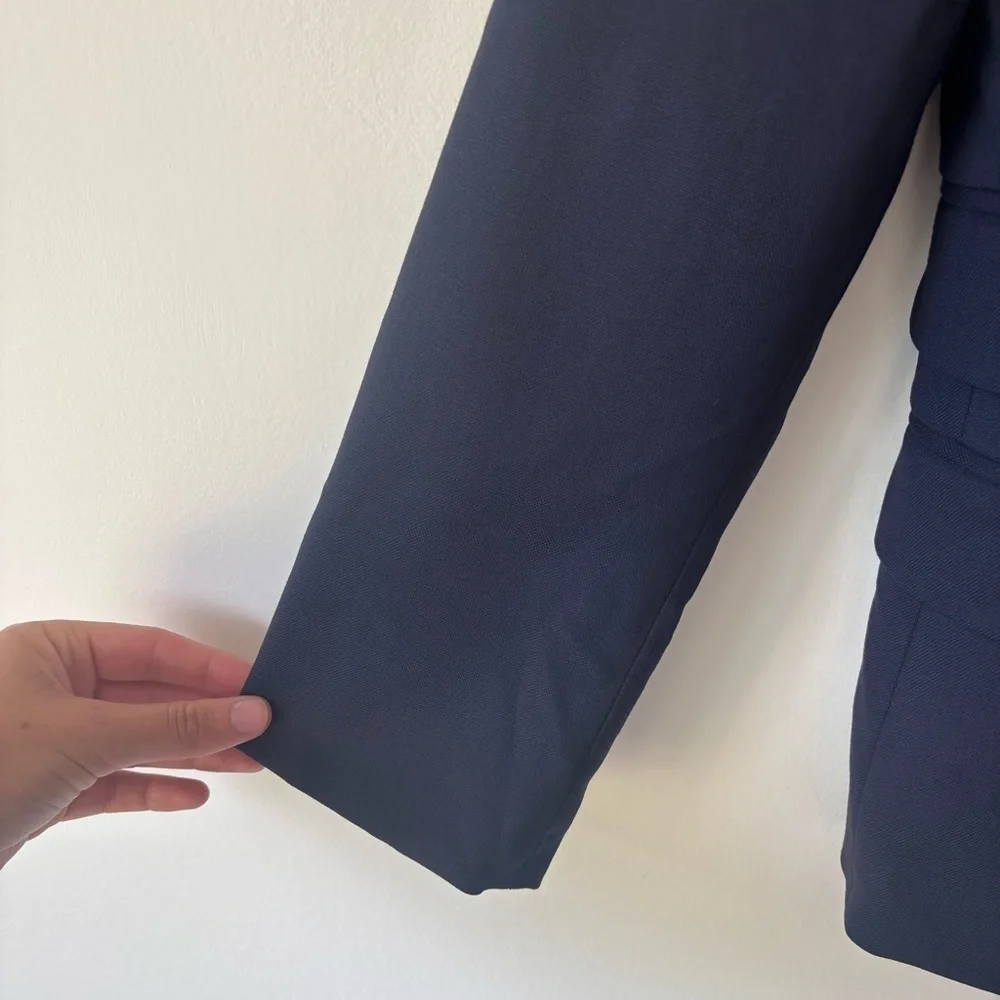 J. Crew Dalton Blazer Tollegno 1900 Italy Wool Navy Blue Career Business Office